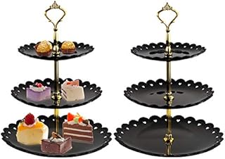 Jucoan 2 Pack 3-Tier Cupcake Stand, Plastic Dessert Display Tower, Round Pastry Serving Platter for Baby Shower, Tea Party, Wedding Home Decor