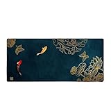 Tapis de bureau vert et doré, tapis de souris XXL, tapis de bureau de jeu