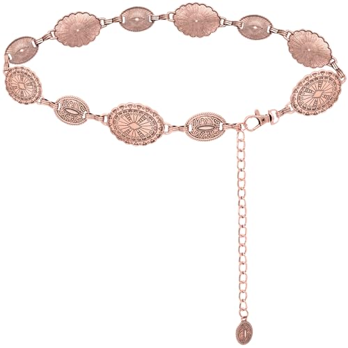 Image of Women's Concho Chain Belt Western Cowgirl Metal Waist Chain Belt for Dress