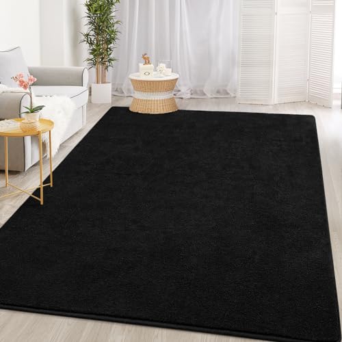 Tapete decorativo negro moderno 4x6 pies ultra suave miniatura 4