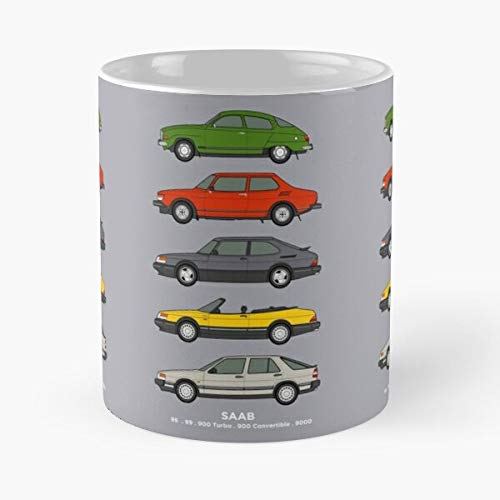 9000 Car 900 Cars Automotive 99 96 V4 Turbo Saab Art Convertible Die Beste 11 Unzen weiße Marmor Keramik Kaffeetasse