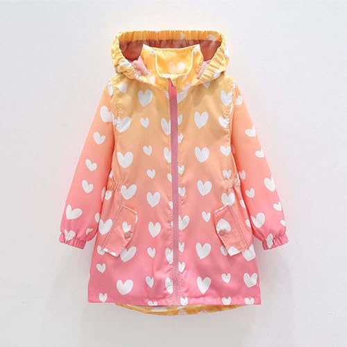Beessbest Girls Rain Jackets Waterproof Hooded Fleece Lined Raincoats Cartoon Print Lightweight Windbreakers for Kids2