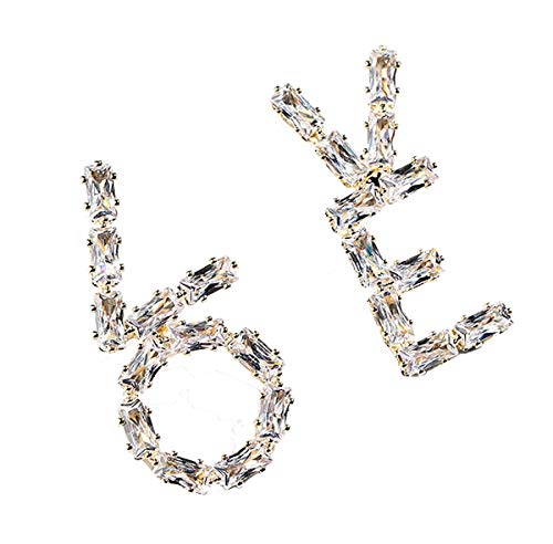 Fashion jewelry women's trendy big rhinestone love earrings