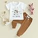 Gureui Toddler Baby Boy Easter Outfit 18-24 Months Crewneck Short Sleeve T-Shirt Top Pants Infant Summer Clothes