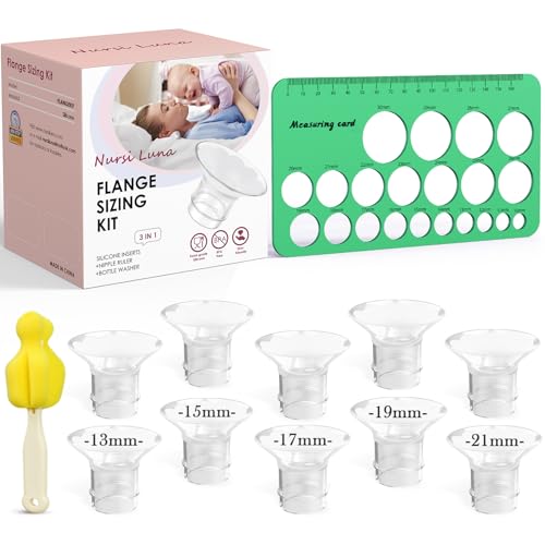 Image of Nursi Luna Flange Sizing Kit 3 in 1 with 10PCS Flange Inserts 13/15/17/19/21mm, Silicone Flanges Insert Kit for 24mm Flange/Shield, Pumping Essentials Kit for Moms