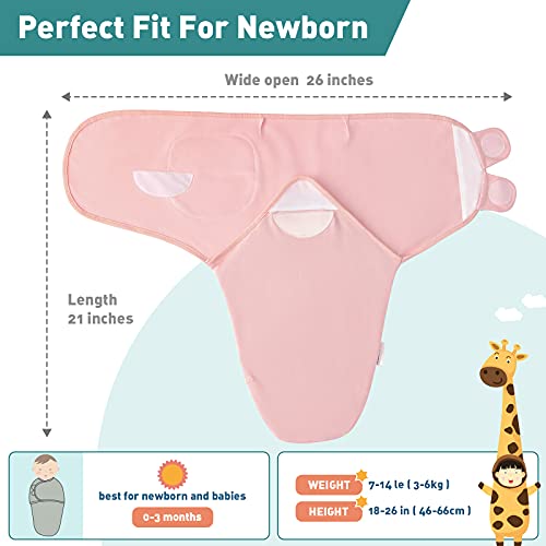 Image of GLLQUEN BABY Swaddles for Newborns 0-3 Months, Adjustable & Easy Fastener | 3-Pack, Baby Girl Swaddles Organic Cotton Womb-Like Nursery Swaddling Blanket reduces startle reflex, Soft & Skin-Friendly