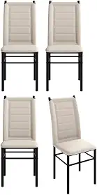 Conjunto 4 Cadeiras Sala Jantar Cozinha Estofada Tubo Preto (Preto/Off White)