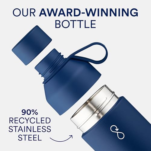Image of Ocean Bottle|Plastic Collection Funding Reusable Water Bottle|BPA Free|100% Dishwasher Safe|Home Recyclable|Double Wall Vacuum Insulated Thermo|NFC Chip Activated|Ocean Blue| 217 X 68 Mm,500 Ml