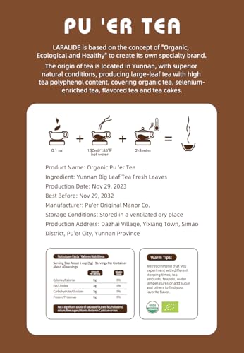 LAPALIDE Organic Puerh Tea Loose Leaf