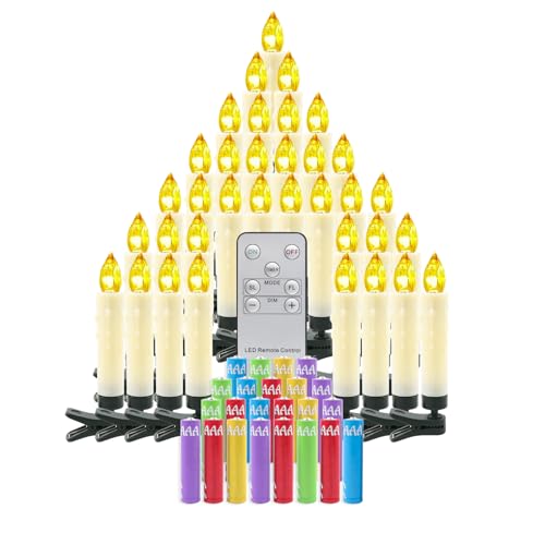 Dixmas Weihnachtskerzen LED 40 stk mit Fernbedienung und Batterien,LED...