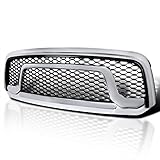 Spec-D Tuning Chrome Bumper Honeycomb Rebel Style Hood Grill Grille Compatible with Dodge Ram 1500...