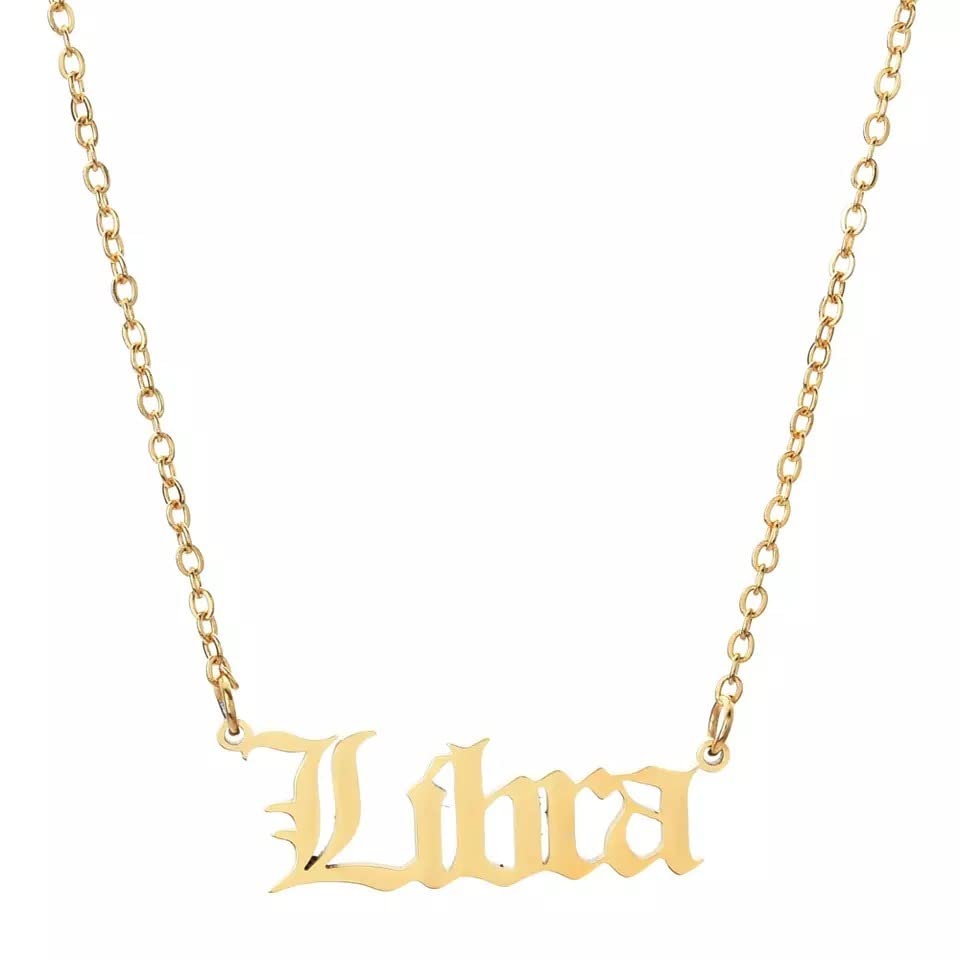 Fashion Star Sign Text Style Zodiac Necklace Charm For Girls and Women