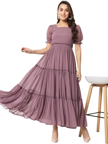 Image of ALL WAYS YOU Women's Casual Tie-Dye Half Sleeve Poly Georgette Ankle Length Dress for Women (A2107DRPR412)
