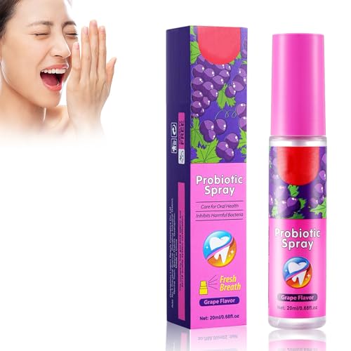 Spray Bucal 20ml, Spray Eliminar Aliento, Ambientador Bucal para el mal Aliento, Spray para Boca Seca, Mantiene Los Dientes y Las Encías Saludables, Efecto Prolongado, Portable FáCil - Uva
