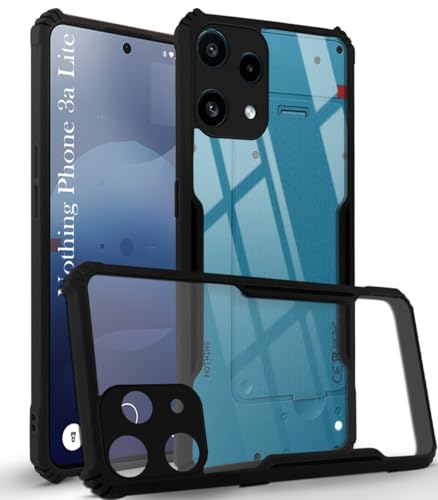 Image of Jkobi Hybrid Back Cover Case for Nothing Phone 3A Lite (Shockproof with Polycarbonate Clear Panel | Professional Black)