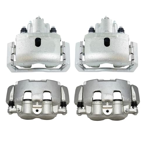Image of TRQ Front and Rear Brake Caliper Set Zinc Coated Brackets Compatible with 2006-2008 Dodge Ram 1500
