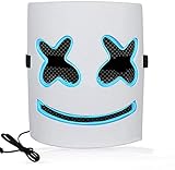  DJ Marshmell - Máscara LED de partido de látex para adultos y niños, máscara de nueva máscara para disfraz de fiesta (azul)