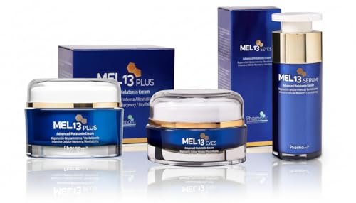 Pharmamel | Pack MEL 13 Esencial | Crema Hidratante y Antiedad, Contorno de ojos antiarrugas, Serum facial | Con melatonina, Ácido Hialurónico y coenzima Q10