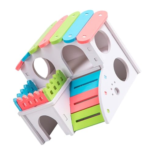 ifundom Casa De Madera Ensamblada para Hámster Nido Desmontable para Mascotas Pequeñas para Dormitorio Color Natural Material Seguro Suministros para Roedores