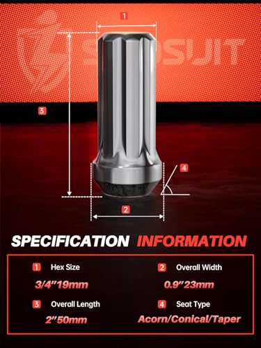 Image of Sposuit M14x1.5 Spline Lug Nuts - Replacement for 2012-2024 RAM 2500, 2012-2024 3500 - Closed End Chrome Lug Nut with Socket(32 Pcs)