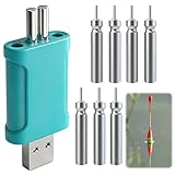 LYPPUL 7 Stück LED Posen Angeln Batterie, Aufladbar Akku für Angelposen mit Ladegerät, Wiederaufladbare CR425 USB Angelposen Akku, Angel Zubehör Zum Tauchgebiet Angeln Am See, Fluss Oder Teich