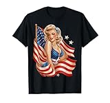 Photo Gallery patriotic pin-up girl with american flags vintage usa art maglietta Photo Gallery patriotic pin-up girl with american flags vintage usa art maglietta