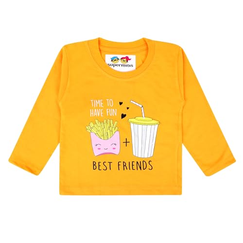 Image of superminis Boy's /Girls Cotton Round Neck Full Sleeves Regular Fit T Shirts With Trendy And Fun Prints