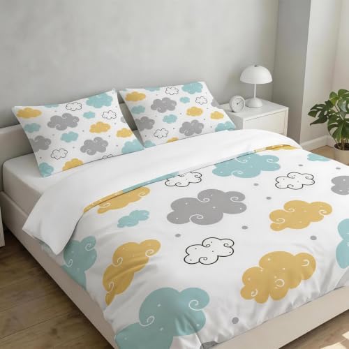 Housse de couette 200x220 impression 3D nuages colorés microfibre douce - 4