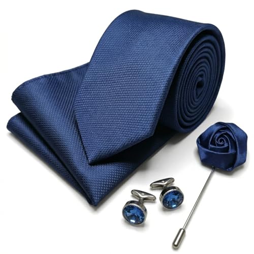 Image of Men's Necktie Gift Set with Wooden Box | Premium Tie, Pocket Square, Cufflinks & Lapel Pin | Elegant Formal Accessories Gift for Men