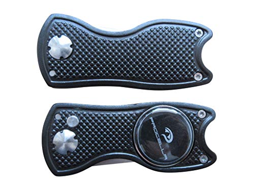 Procella Golf Divot Repair Tool with Golf Ball Marker Hat Clip | Solid Metal Switchblade Knife Style Divot Tool | Multi Tool Golf Accessories for Men and Women