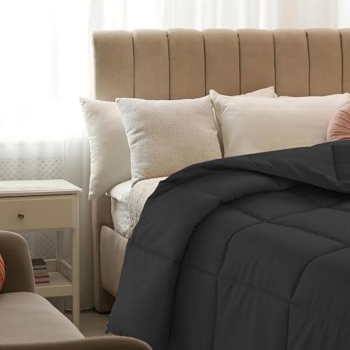 Image of Quilt for All Season 150 GSM Comforter Duvet /Ac Blanket Single Bed Soft Microfiber Lightweight (60 inch X 90 inch Inches) - Single Bed Comforter - Black Color