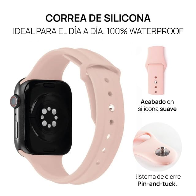 Bracelet Apple Watch design minimaliste nylon noir 44mm - 3