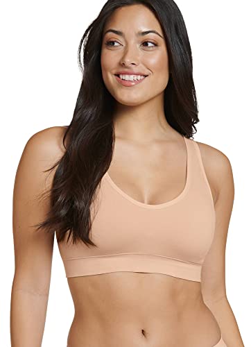 Jockey Women's Bra Seamfree Cotton Blend Light Support Bralette, Light Beige, XL