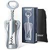 Deiss LUX Weinöffner, Ganzmetall-Flügelkorkenzieher-Weinflaschenöffner mit integriertem Bierflaschenöffner – Ergonomischer Korkenzieher-Weinkorker, Silber-Matt-Beschichtung, Samt-Aufbewahrungsbeutel