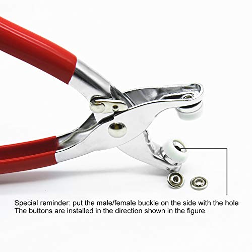 ODOMY Snap Pliers Set 200PCS Snap Fasteners Kit Tools Metal Ring Button Press Studs Sewing Craft Fastener Snap Pliers Craft Tool, 9.5mm