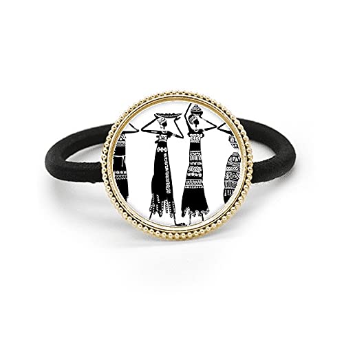 Corbata de pelo de metal plata y caucho antideslizante con diseño de tótems negros