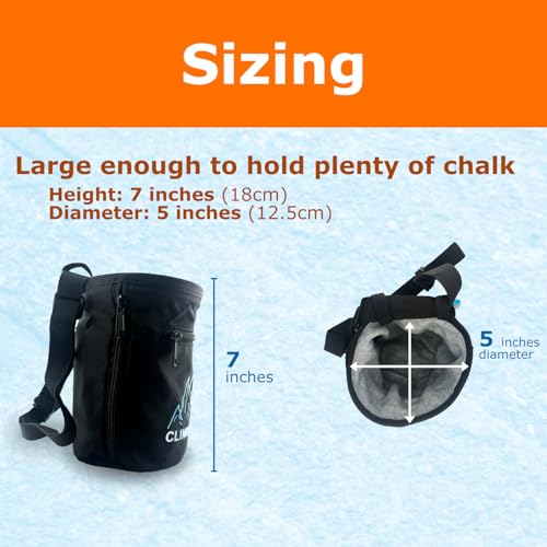 Chalk Bag + Ball for Rock Climbing, Bouldering, Top Rope | Climb On (Chalk Bag (Orange) + Refillable Ball) - Thumbnail 5