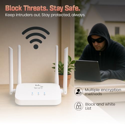 Image of PunnkFunnk 300Mbps Wireless Router | High Speed Smart WiFi Router | IPv6 Support, QoS, WPS, DHCP Server | Multi Mode (Router /AP /Relay) | Secure & Stable Network for Home & Office