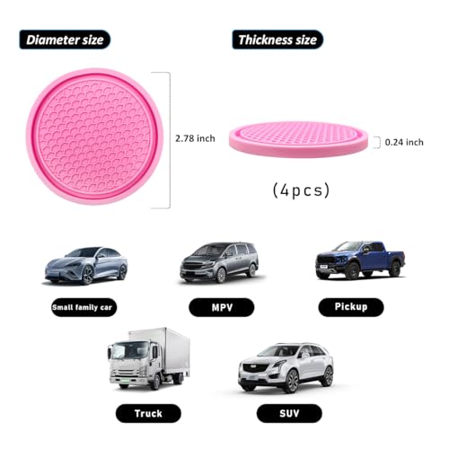 Ohleats Portavasos para Carro 4 PCS Rosa miniatura 2