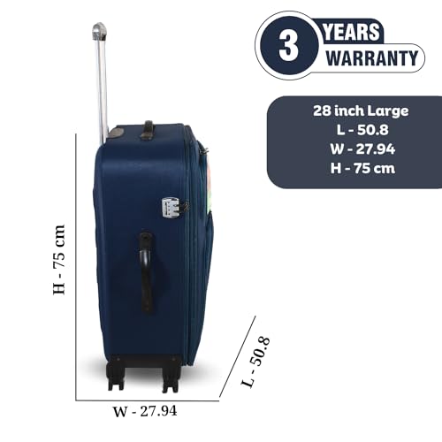 A-Cabinet-Cabin-Polyester-Soft-Sided-Trolley-Bag-for-TravelLuggageTSA-LockSustainable-8-Wheel-Suitcase-for-Men-Women-3-Years-Warranty-28-Inch-Blue