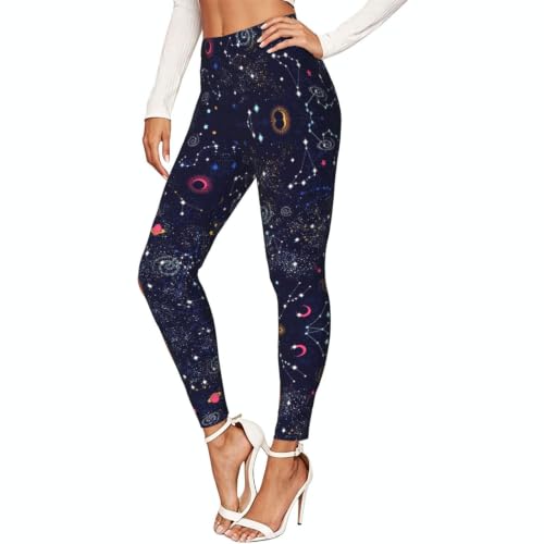 Pantalones de yoga para mujer elásticos XTYGETY con mapa de constelaciones antitranspirante