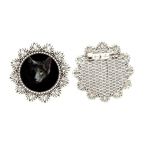 Broche de gato negro de plata oscura un regalo medium original de moda