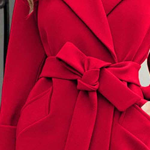 Maiyifu-GJ Women's Wool Blend Long Trench Coat Elegant Notched Lapel Coat Jacket Casual Fall Winter Overcoat with Belt4