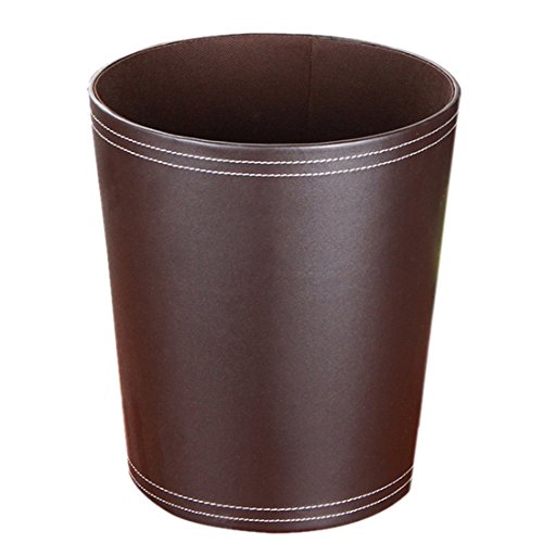 AMITAS Corbeille à Papier en Cuir, Poubelle de Bureau Corbeille à Papier Design Moderne, Poubelle sans Couvercle, 10L Poubelle