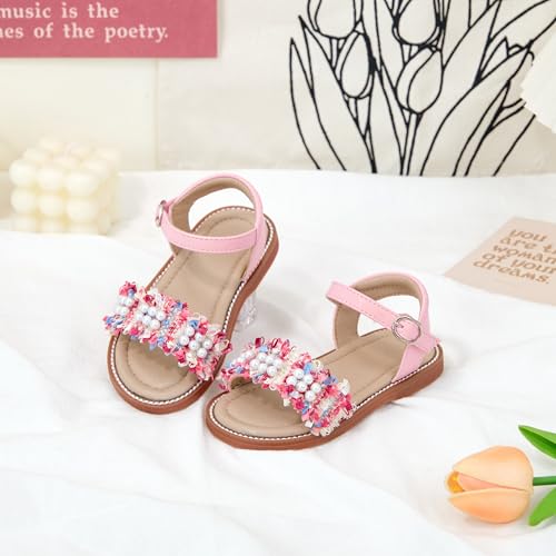 Image of GINFIVE Toddler Girls Sandals Little Girls Kids Summer Shoes Toddler Sandals