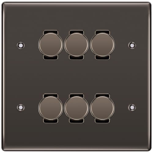 BG Black Nickel 6 Gang 2 Way Trailing Edge Dimmer LED Custom Grid Switch