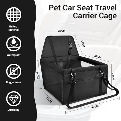 CIMOYBAI Extra Stabiler Hunde Autositz für Auto Rücksitz, Oxford Atmungsaktiv Waschbare Hundeautositz für Kleine bis Mittlere Hunde, Faltbar für Rückbank (Schwarz)