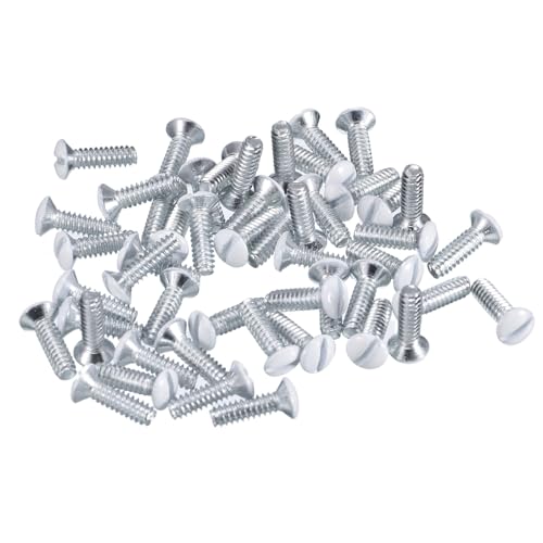 sourcing map 50Pcs Wall Plate Screws, 1/2 Long 6-32 Thread Outlet Screws White Oval Head Milled Slot Panel Switch Plate Screws for Wall Light Electrical Cover Panel Replacement