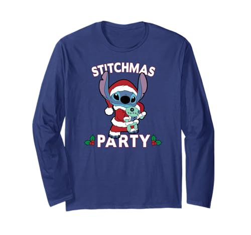 T-shirt Stitch de Noël manche longue Disney vêtement fête Stitchmas pour ado et adulte