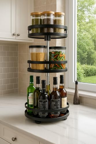 PYXBE 360° Rotating Spice Rack Organiser | Non-Slip Lazy Spice Ho...